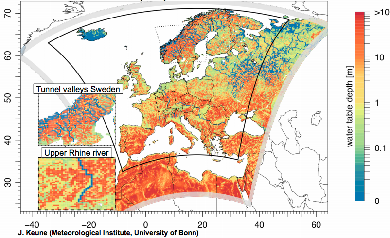 EU groundwater table depth snaphsot